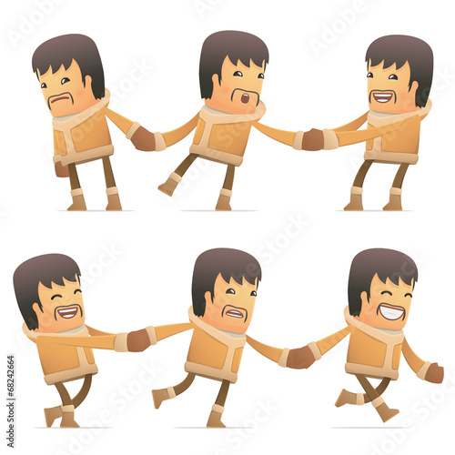 set of eskimo character in different poses