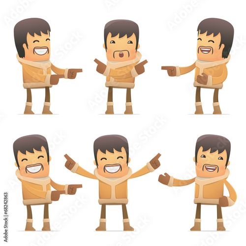 set of eskimo character in different poses