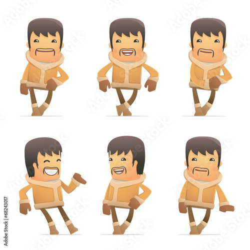 set of eskimo character in different poses