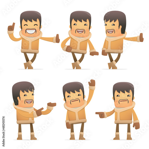 set of eskimo character in different poses