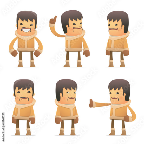 set of eskimo character in different poses