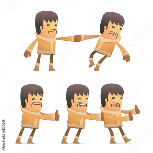 set of eskimo character in different poses