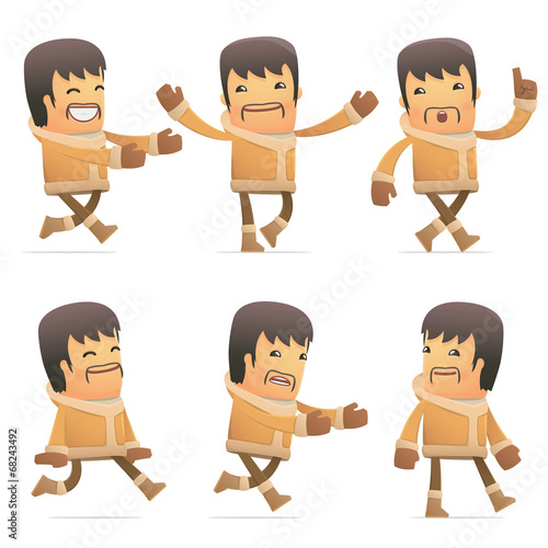 set of eskimo character in different poses