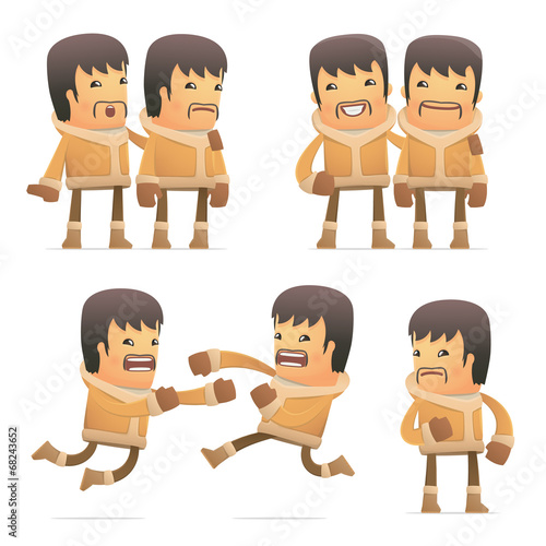 set of eskimo character in different poses