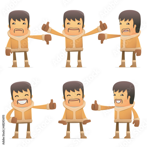 set of eskimo character in different poses