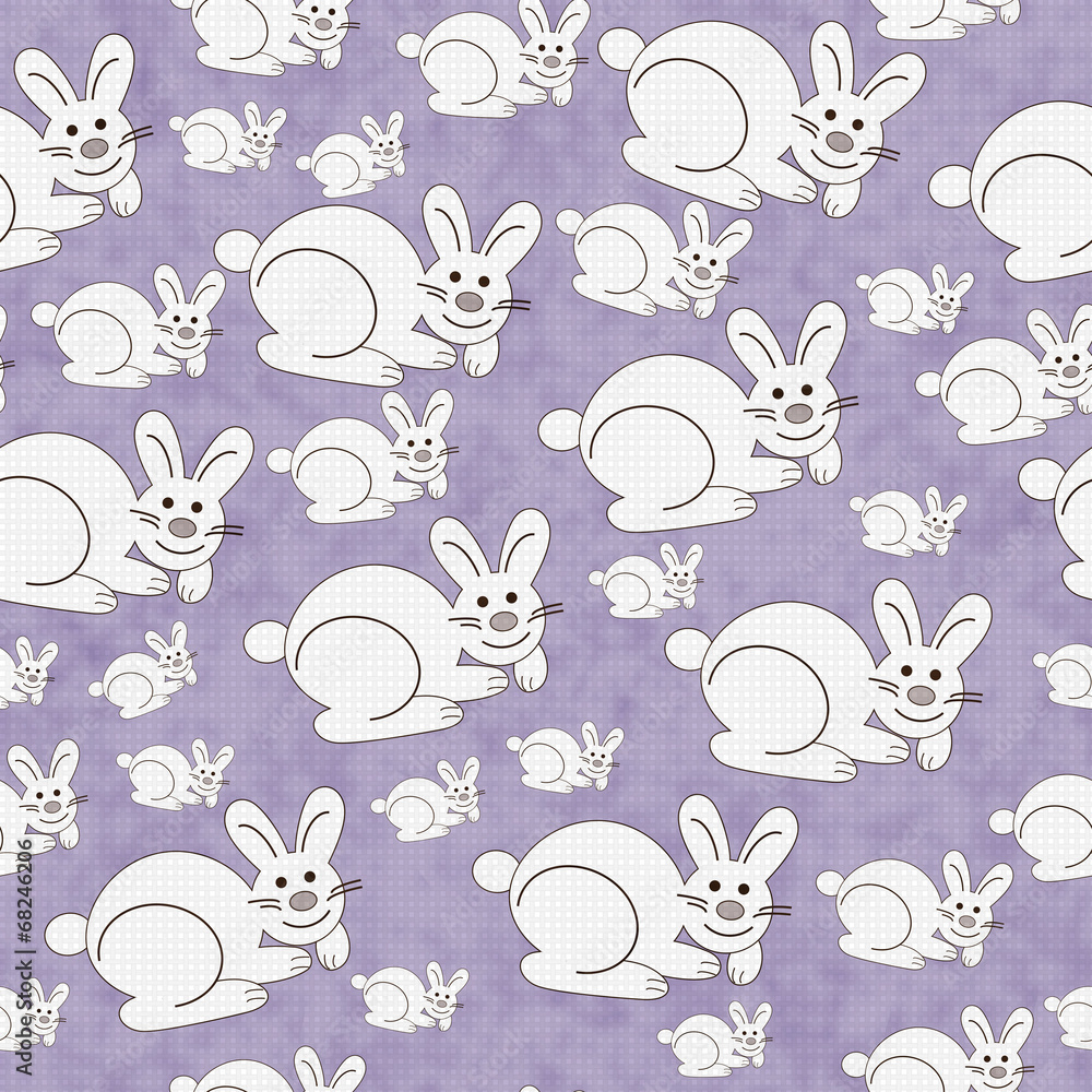 Purple and White Bunny Textured Fabric Repeat Pattern Background