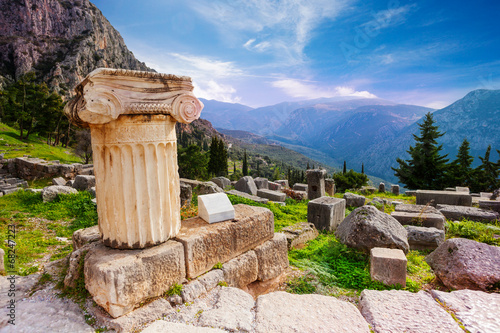 The ancient column in Delphi photo
