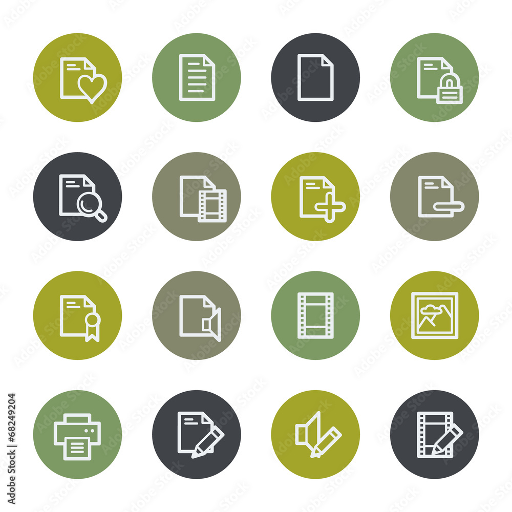 Document web icons set, color buttons Document web icons set, color buttons