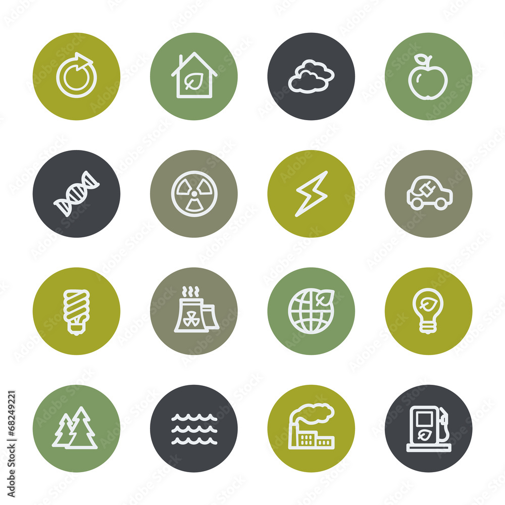 Eco web icons set, color buttons Eco web icons set, color buttons
