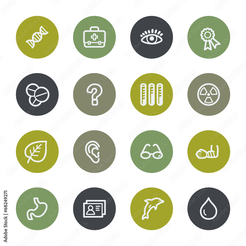 Medicine web icons set, color buttons Medicine web icons set, color buttons