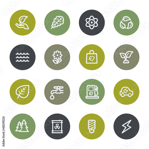 Eco web icons set, color buttons