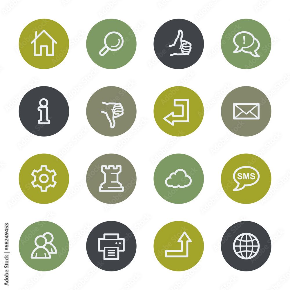 Basic web icons set, color buttons Basic web icons set, color buttons