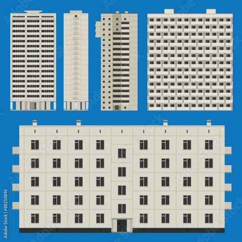 Buildings set with block houses