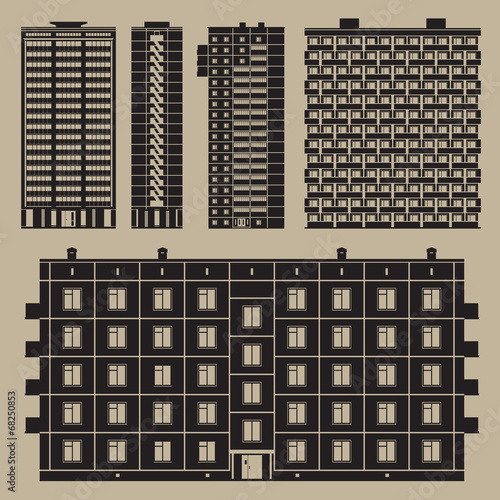 Buildings set with block houses