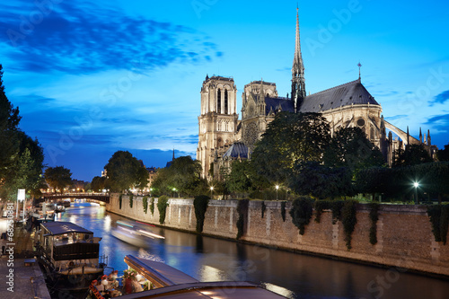 Notre Dame de Paris at night with river view