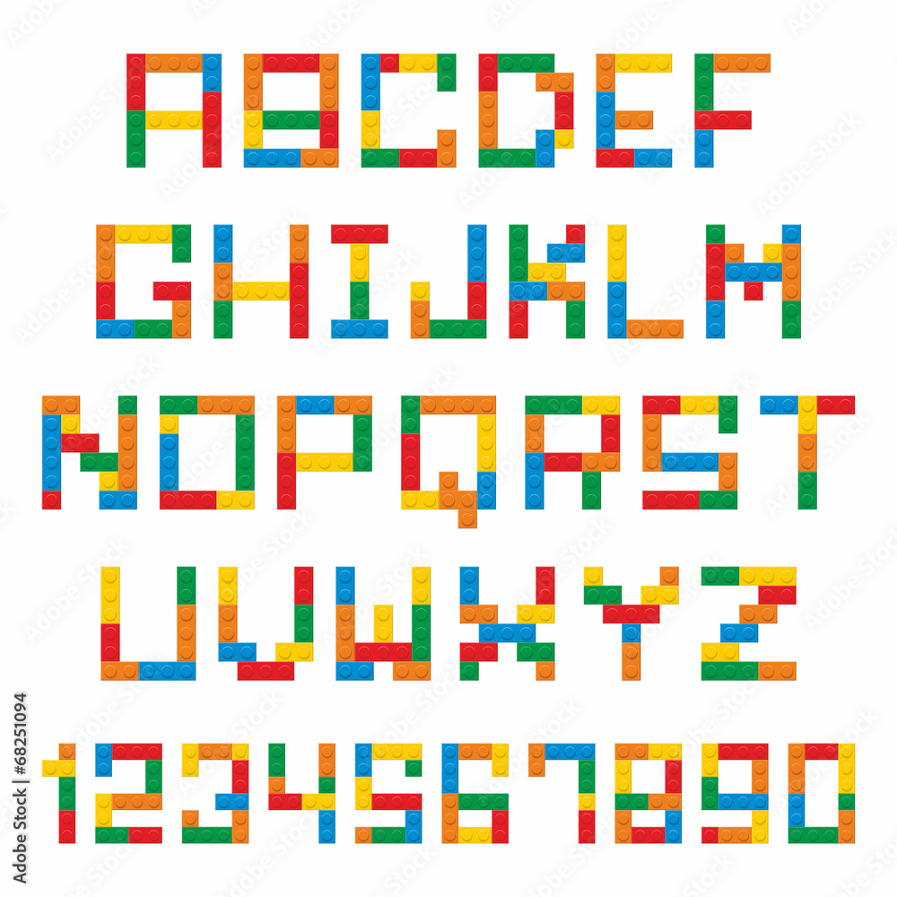 Plastic construction blocks alphabet Plastic construction blocks alphabet