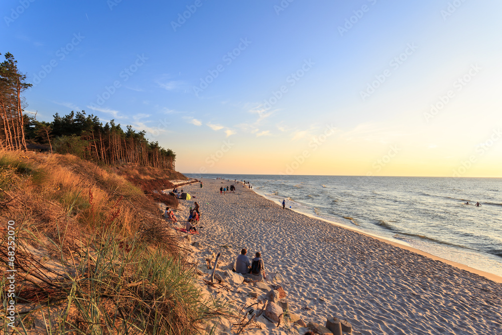 Beach in Rowy at sunset, Baltic coast, Poland