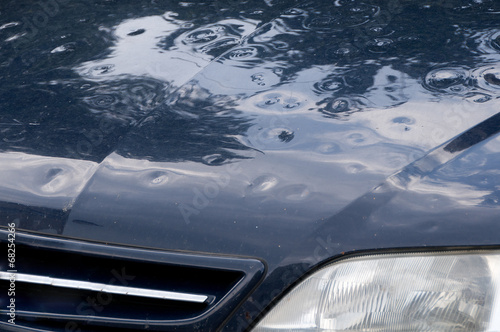 Hail on car