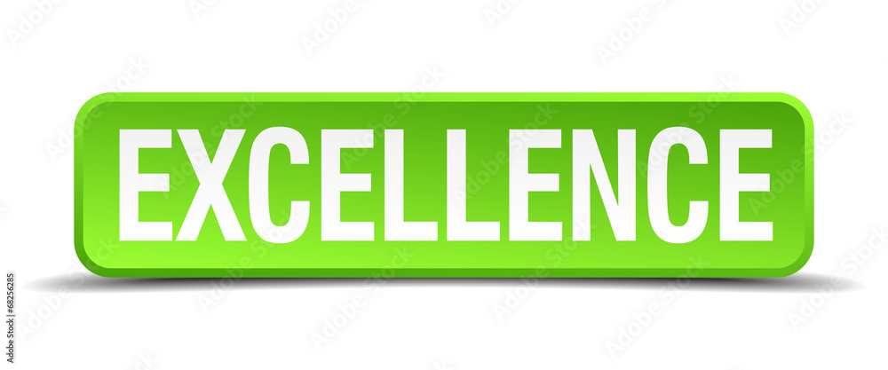 excellence green 3d realistic square isolated button excellence green 3d realistic square isolated button
