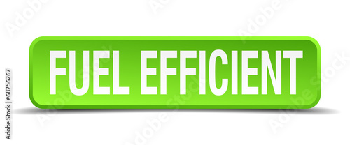 fuel efficient green 3d realistic square isolated button