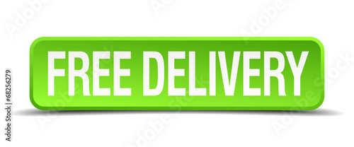 free delivery green 3d realistic square isolated button