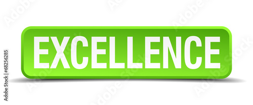 excellence green 3d realistic square isolated button