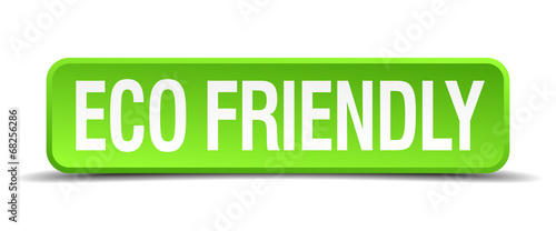 eco friendly green 3d realistic square isolated button