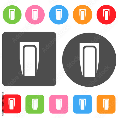Urinal icon. Bathroom symbol. Round and rectangle colourful 12 b