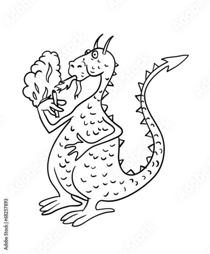 dragon smoking a cigarette, vector illustration