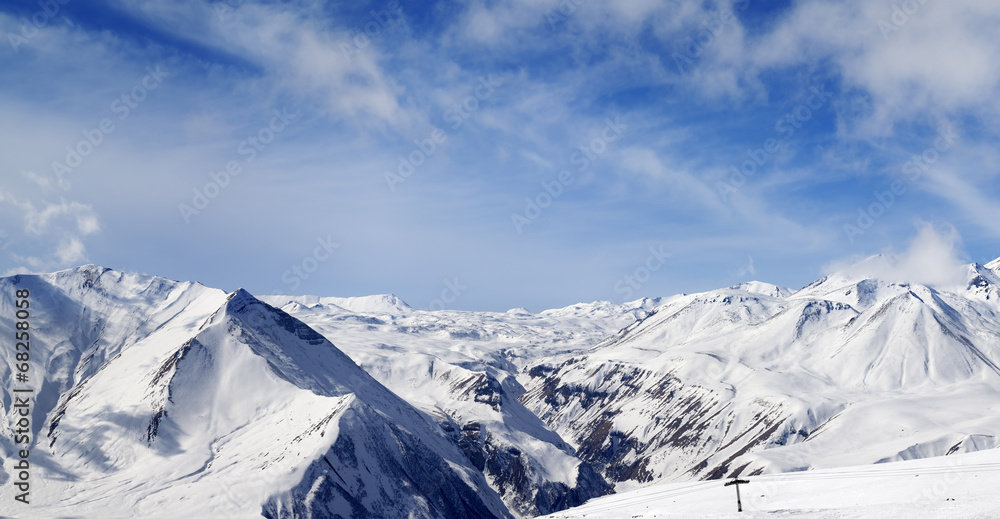 Panorama of winter snowy mountains at nice day Panorama of winter snowy mountains at nice day