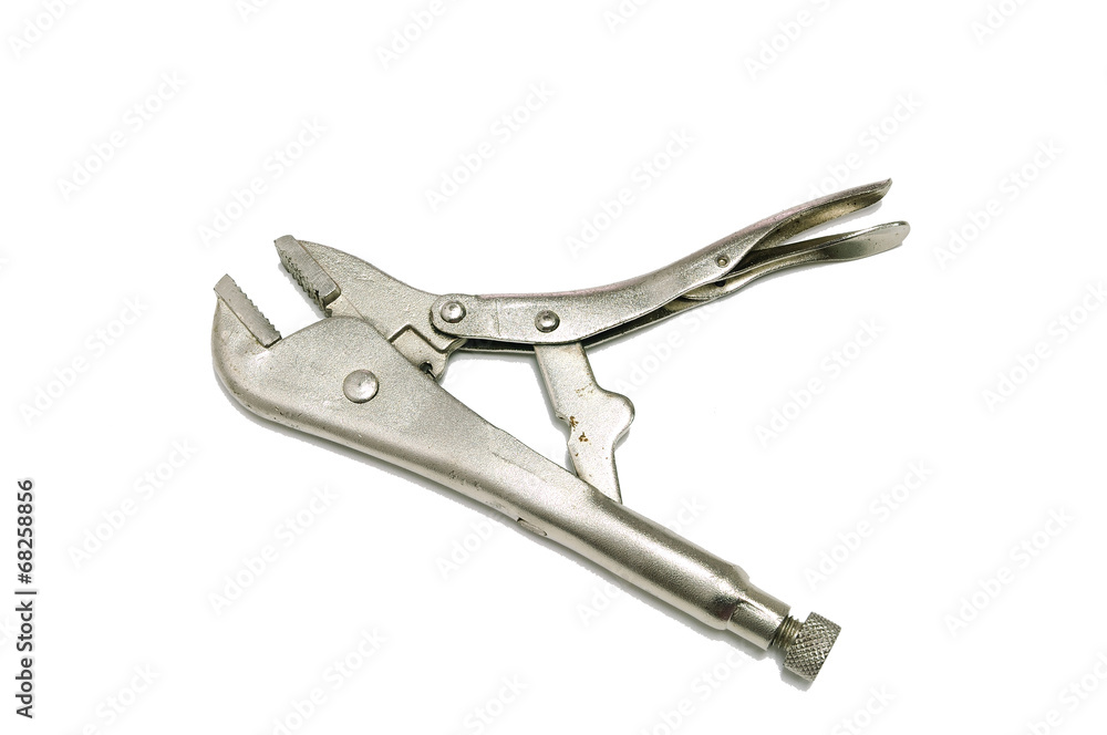 Locking Pliers With Closed Jaws isolated on white background Locking Pliers With Closed Jaws isolated on white background