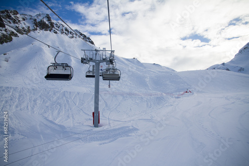 Chairlift in ski resort Krasnaya Polyana, Russia