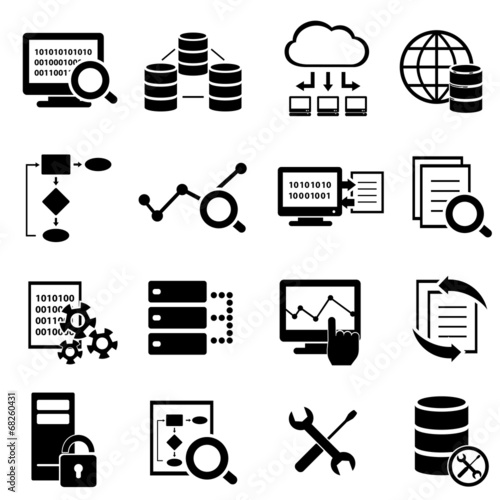 Big data, cloud computing and technology icons