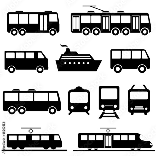 Public transportation icon set