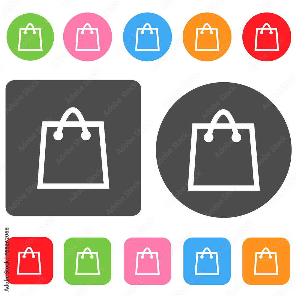 Bag icon. Christmas symbol. Round and rectangle colorful 12 butt Bag icon. Christmas symbol. Round and rectangle colorful 12 butt