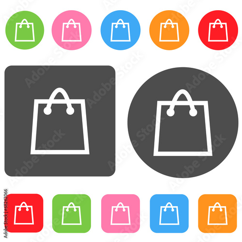 Bag icon. Christmas symbol. Round and rectangle colorful 12 butt