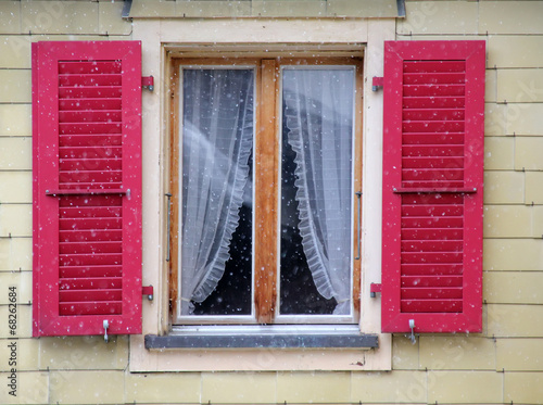 Traditional Austrian window at winter