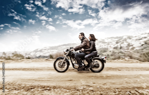 Active couple on the motobike