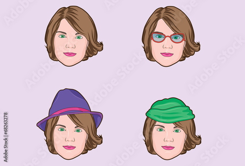 Cute illustrations of beautiful young girls avatar