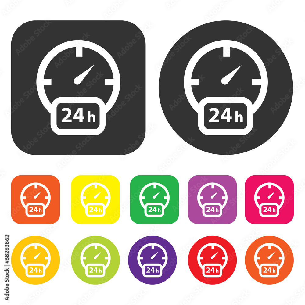 Clock icon. Clock and time symbol. Round and rectangle colorful Clock icon. Clock and time symbol. Round and rectangle colorful