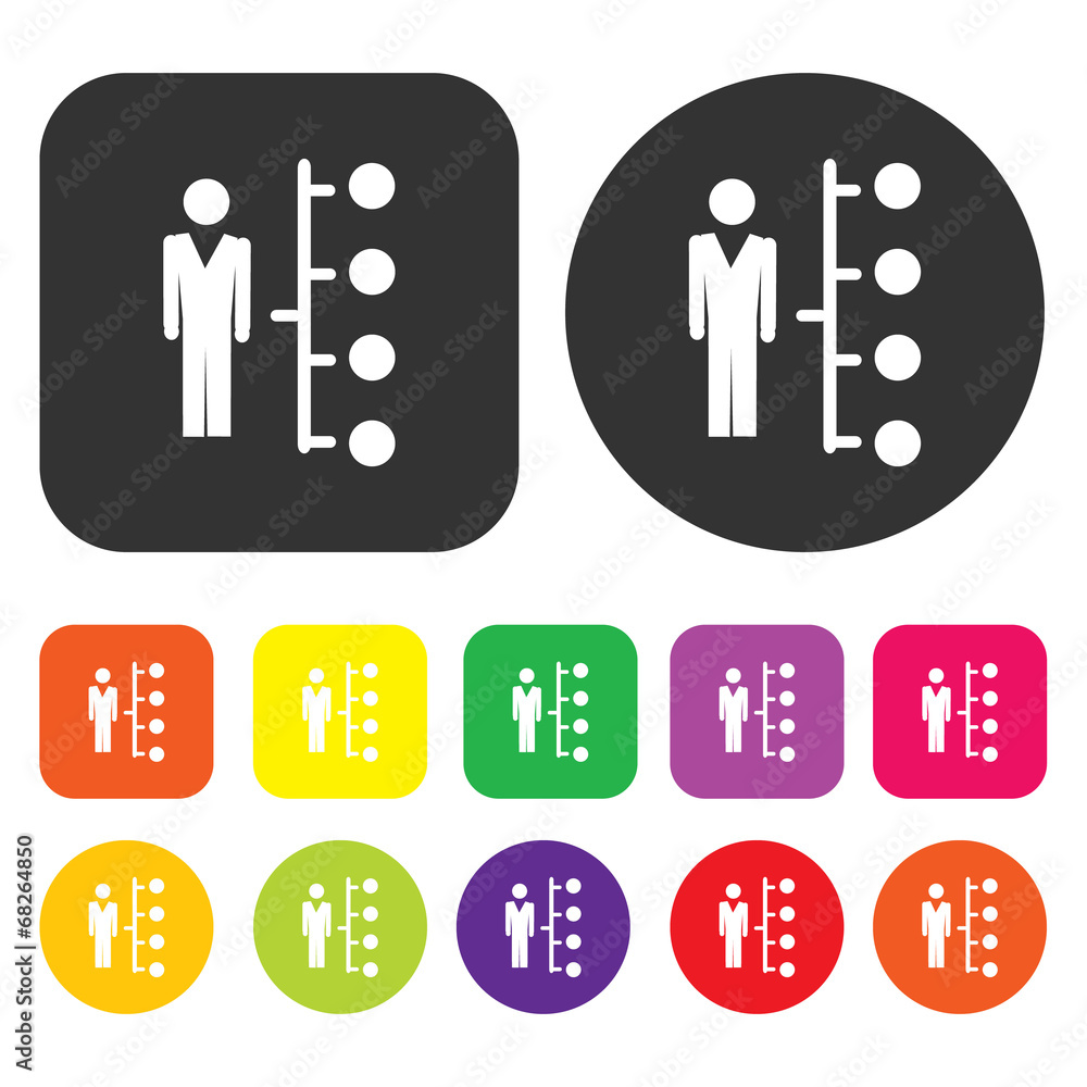 Organization chart icon. Business management symbol. Round and r Organization chart icon. Business management symbol. Round and r