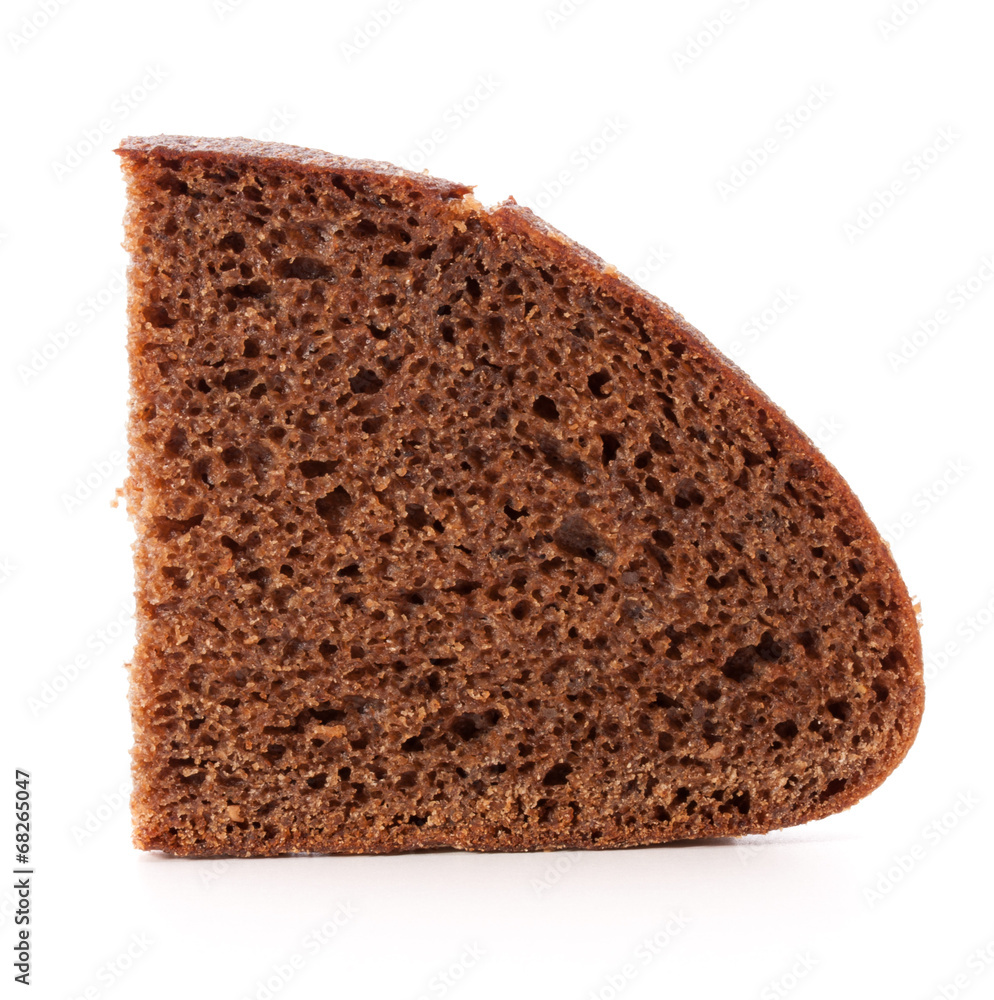 Slice of fresh rye bread isolated on white background cutout Slice of fresh rye bread isolated on white background cutout