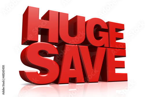 Valokuva 3D red text huge save