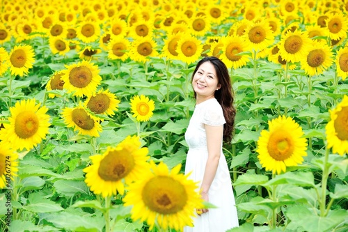 ひまわり畑と白いワンピースを着たアジア人の女性 Stock Photo Adobe Stock ひまわり畑と白いワンピースを着たアジア人の女性 Stock Photo Adobe Stock