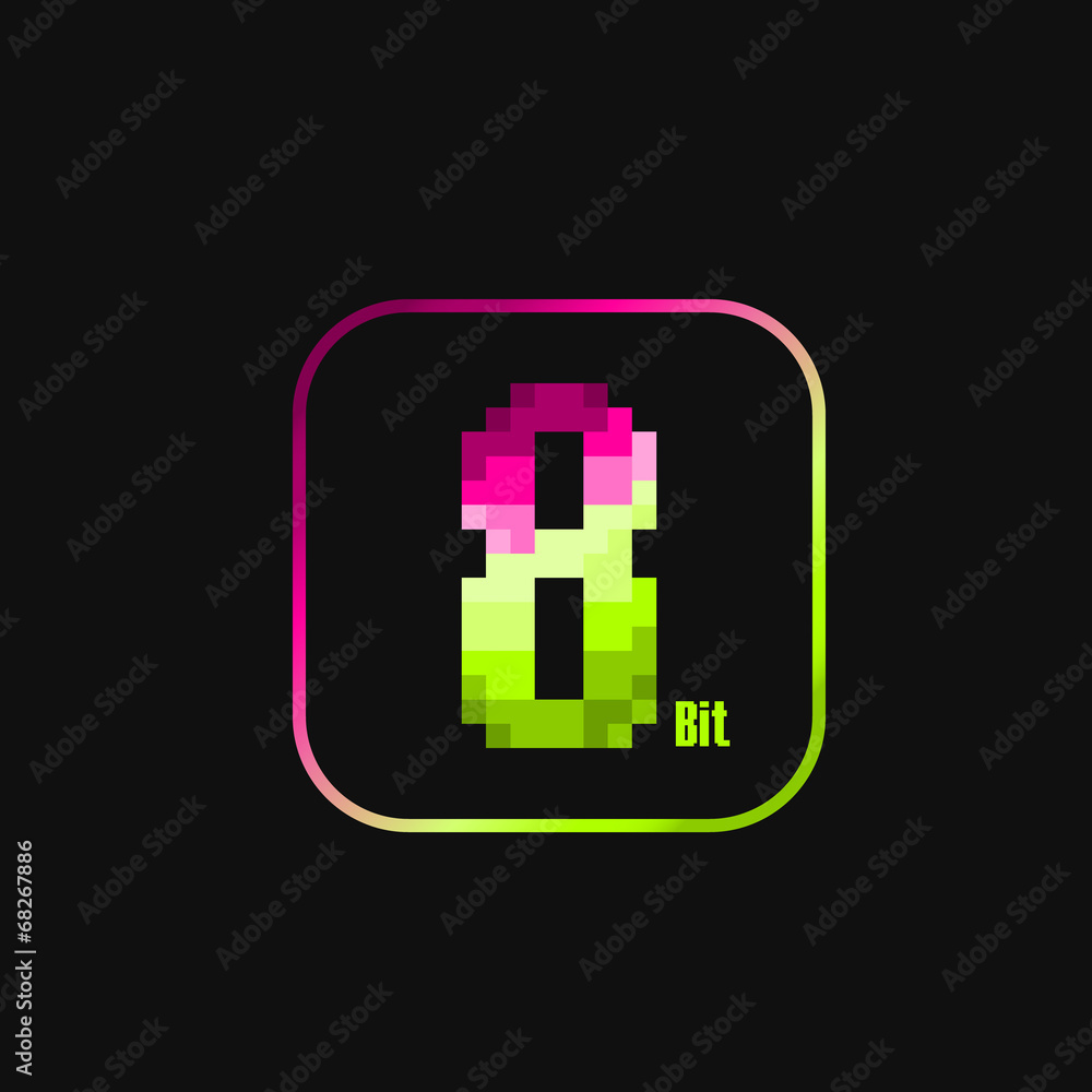 Fototapeta premium number eight style 8 bit