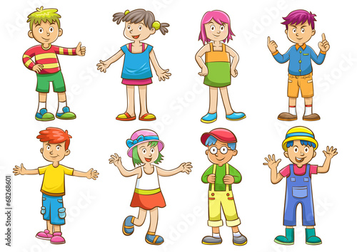 set of cartoon kids