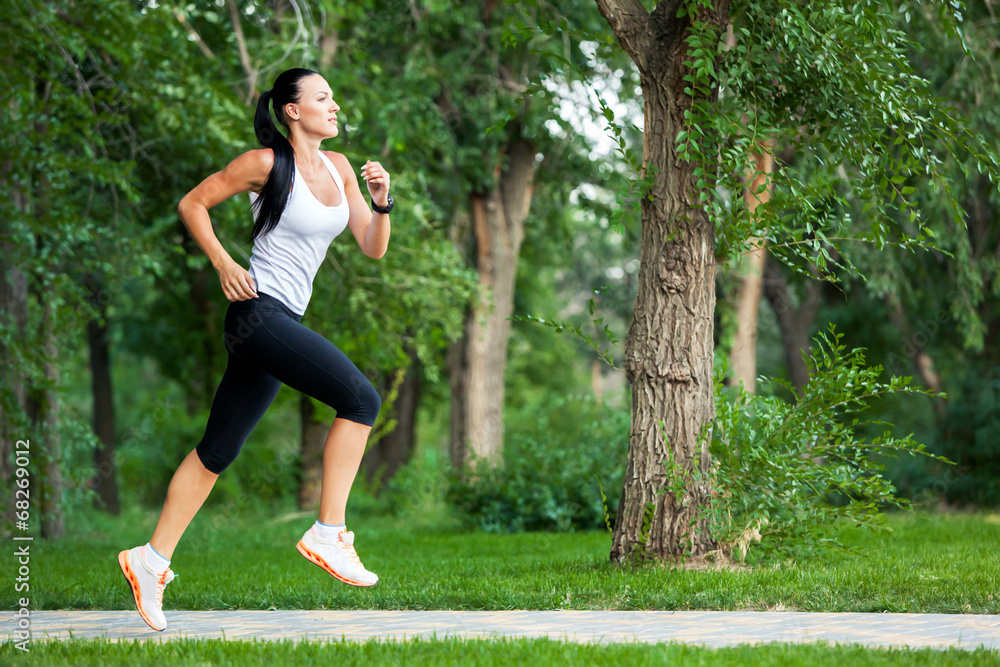 Young woman jogging in nature