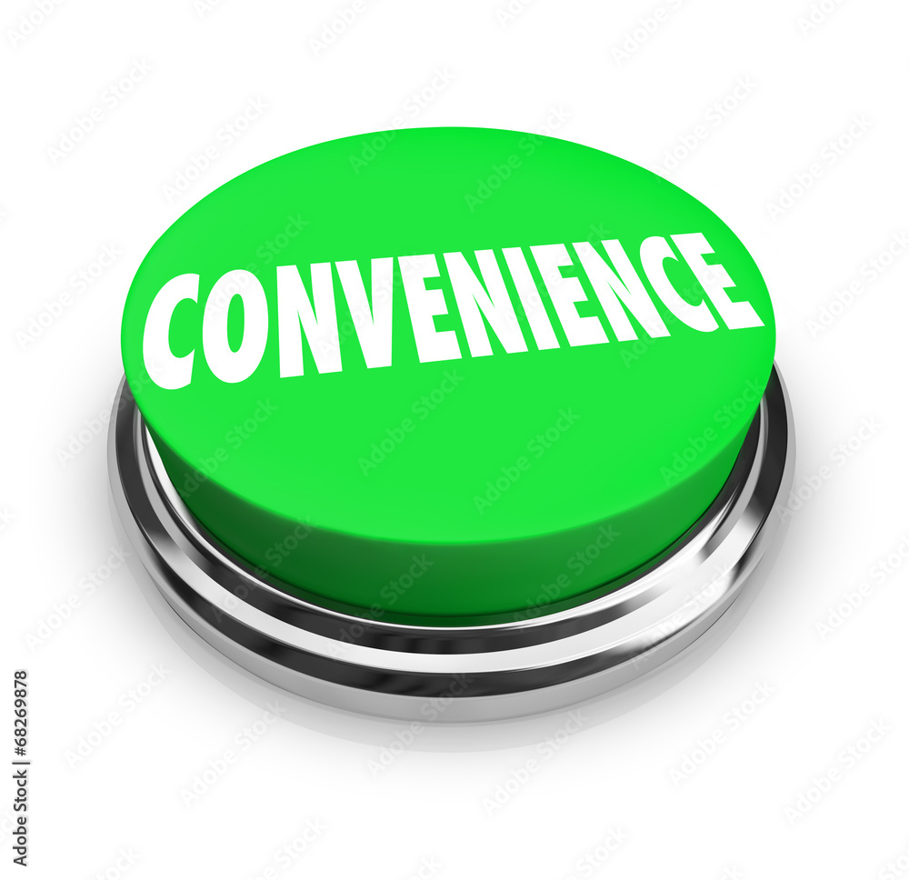 Convenience Word Green Round Buton Fast Easy Service StockIllustration