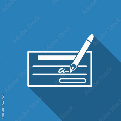 cheque icon with long shadow