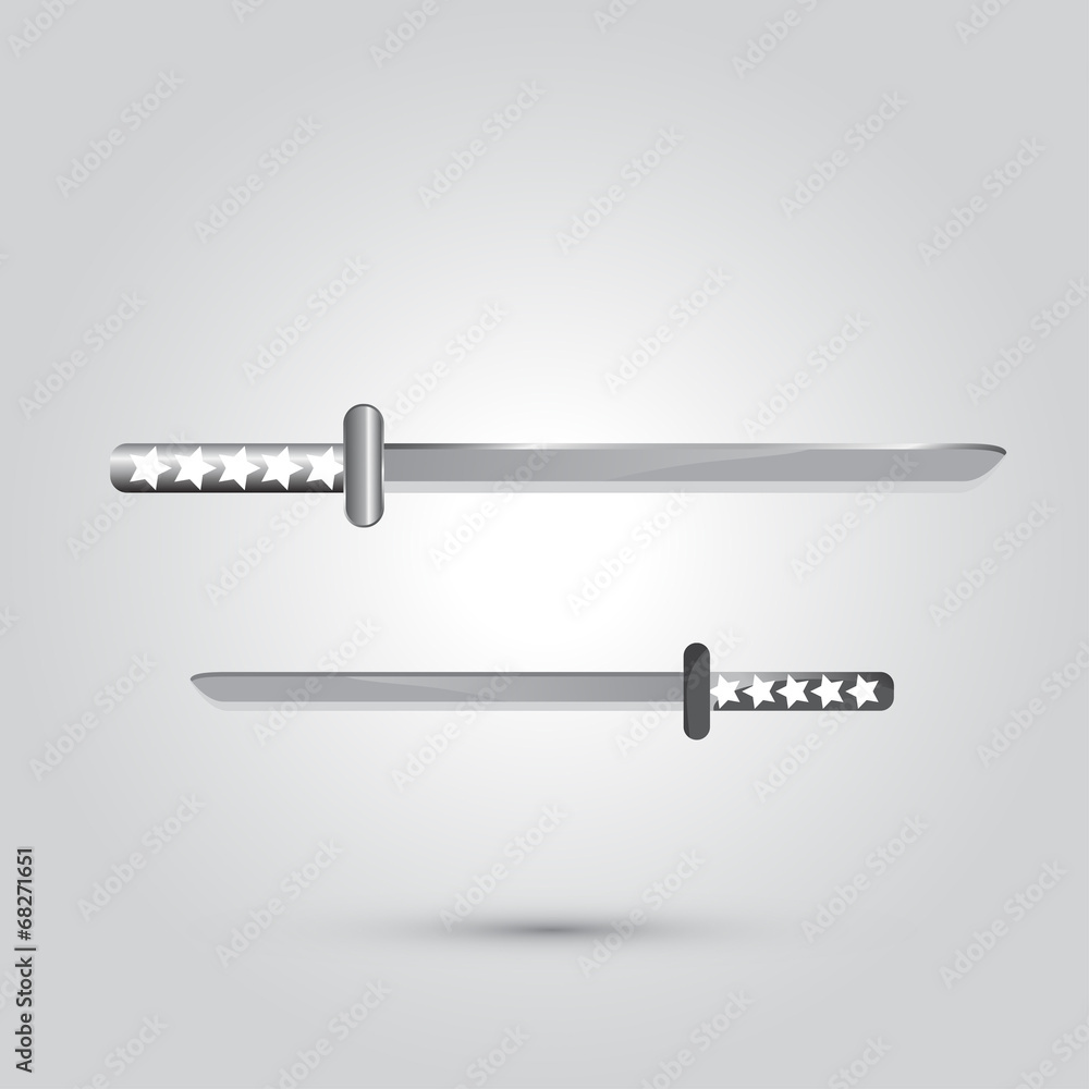 Illustration of Japanese sword ninja weapon, cartoon vector Illustration of Japanese sword ninja weapon, cartoon vector
